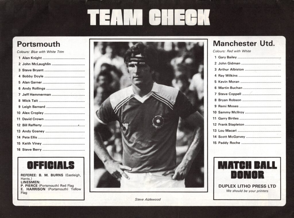 30th December 1981 Portsmouth v Manchester United Friendly  1981-1982 - Image 2