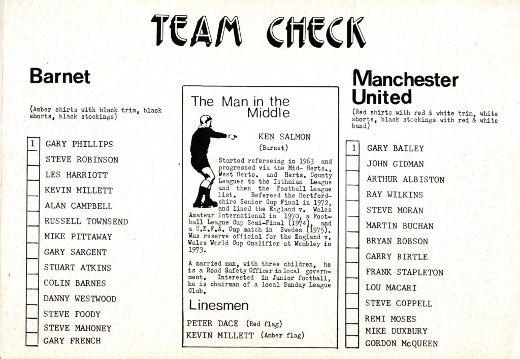 29th March 1982 Barnet v Manchester United Friendly  1981-1982 - Image 2