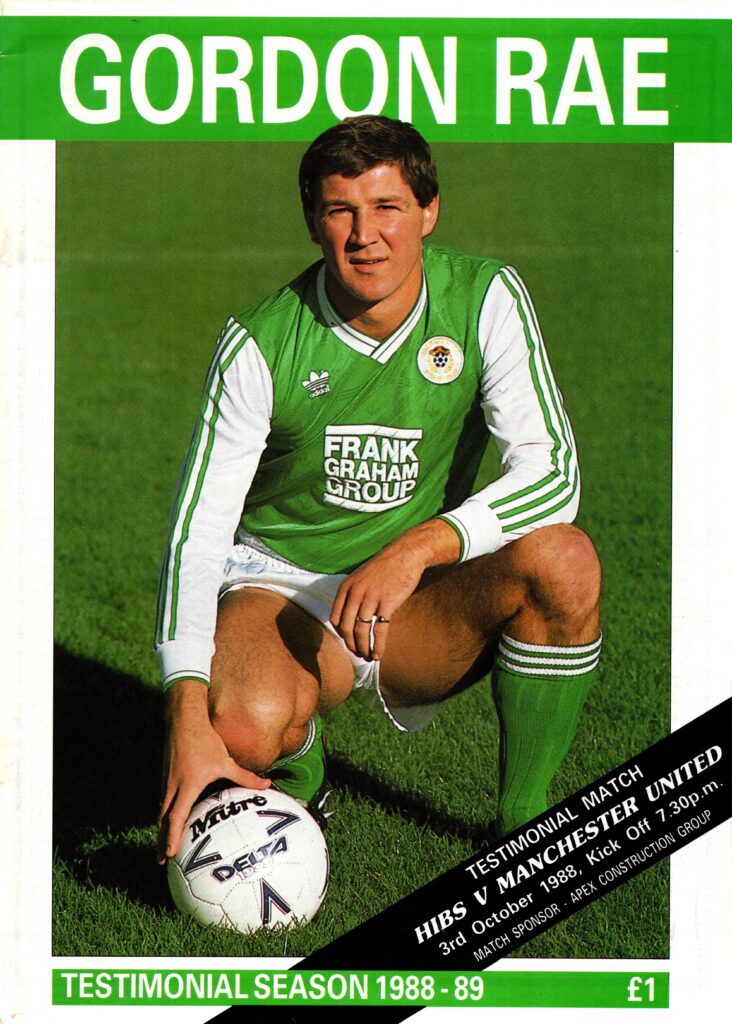 3rd October 1988 Hibernian v Manchester United Testimonial Gordon Rae 1988-1989