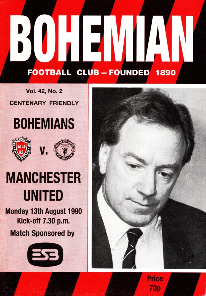 13th August 1990 Bohemians v Manchester United Friendly Centenary Match 1990-1991