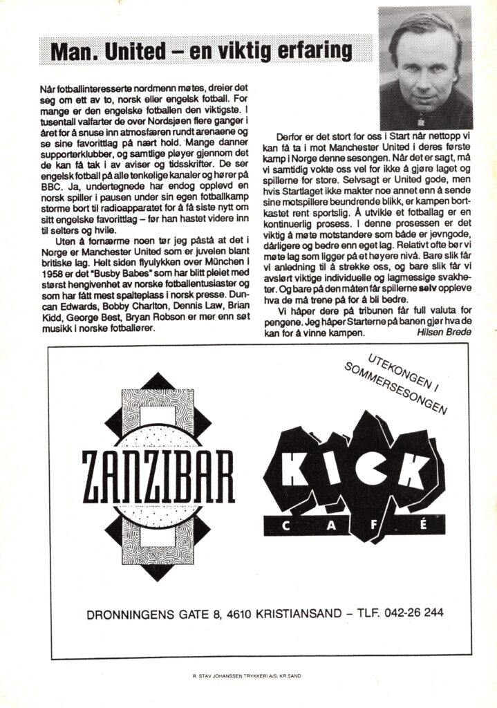 28th July 1992 IK Start v Manchester United Friendly Pre-Season 1992-1993 - Image 2