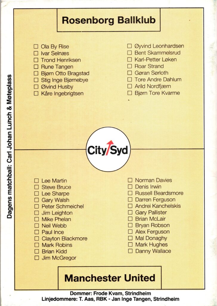 2nd August 1992 Rosenborg v Manchester United Friendly  1992-1993 - Image 2