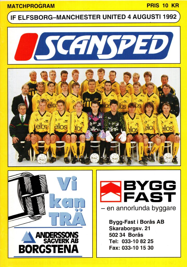 4th August 1992 IF Elfsborg v Manchester United Friendly  1992-1993