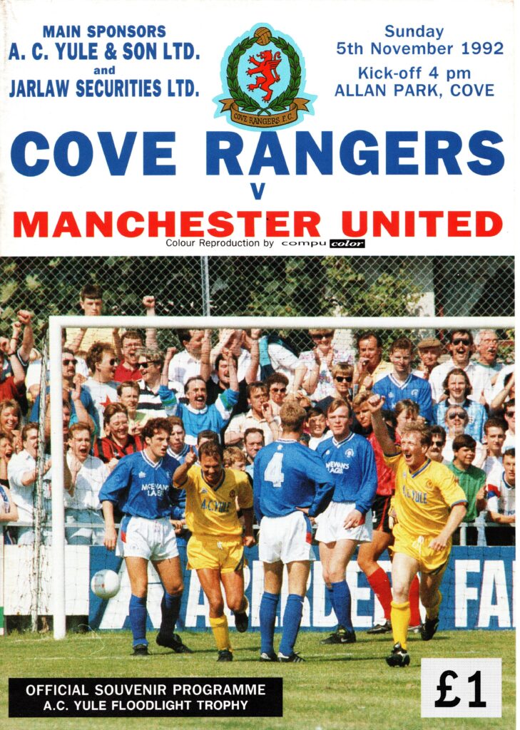 15th November 1992 Cove Rangers v Manchester United Friendly  1992-1993
