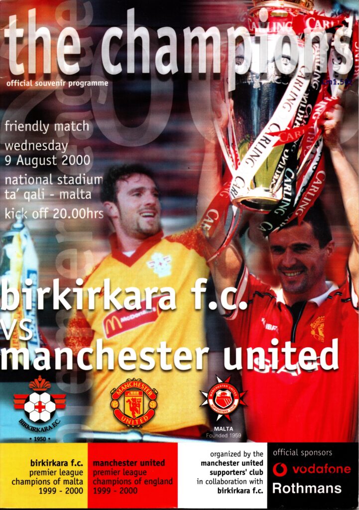 9th August 2000 Birkirkara v Manchester United Friendly  1991-1992
