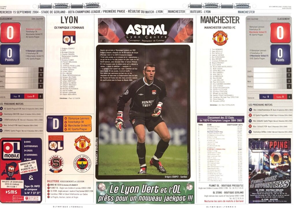 15th September 2004 Olympique Lyonnais v Manchester United Champions League Phase 01 - Group D - Matchday 01 2004-2005 - Image 3