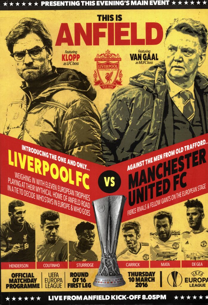 10th March 2016 Liverpool v Manchester United Europa League Round of 16 - 1st Leg 2015-2016