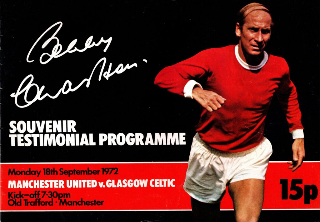 18th September 1972 Manchester United v Celtic Testimonial Bobby Charlton 1972-1973