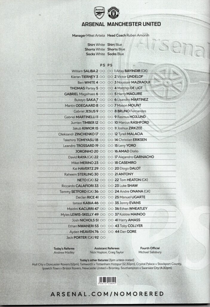 12th January 2025 Arsenal v Manchester United FA Cup 3rd Round 2024-2025 - Image 4