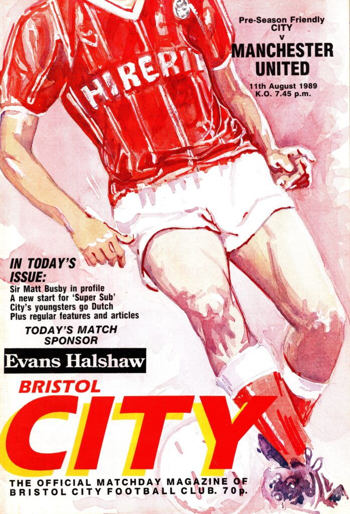11th August 1989 Bristol City v Manchester United Friendly Pre Season 1989-1990