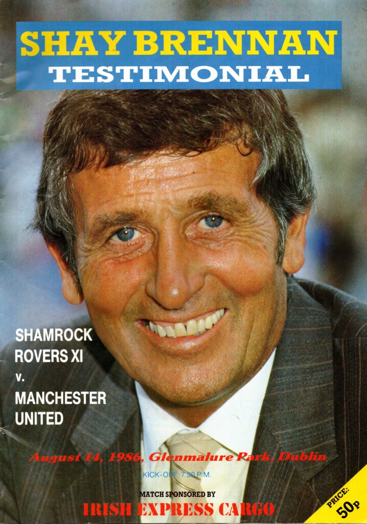 14th August 1986 Shamrock Rovers v Manchester United Friendly Shay Brennan 1986-1987