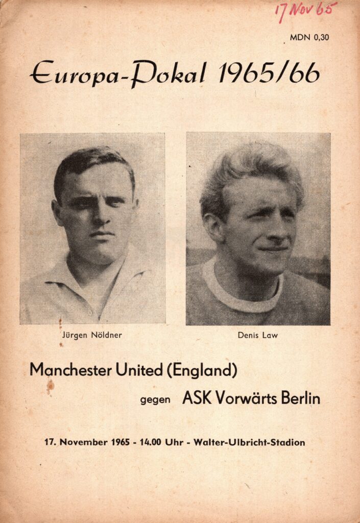 17th November 1965 ASK Vorwärts Berlin v Manchester United European Cup 1st Round - 1st Leg 1965-1966