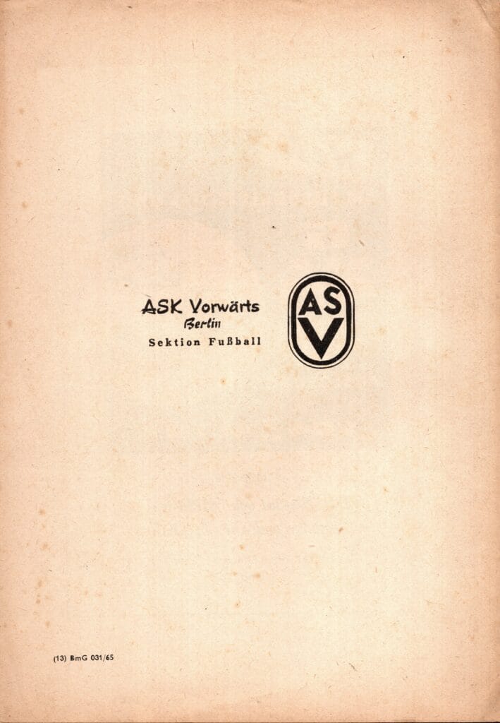 17th November 1965 ASK Vorwärts Berlin v Manchester United European Cup 1st Round - 1st Leg 1965-1966 - Image 2