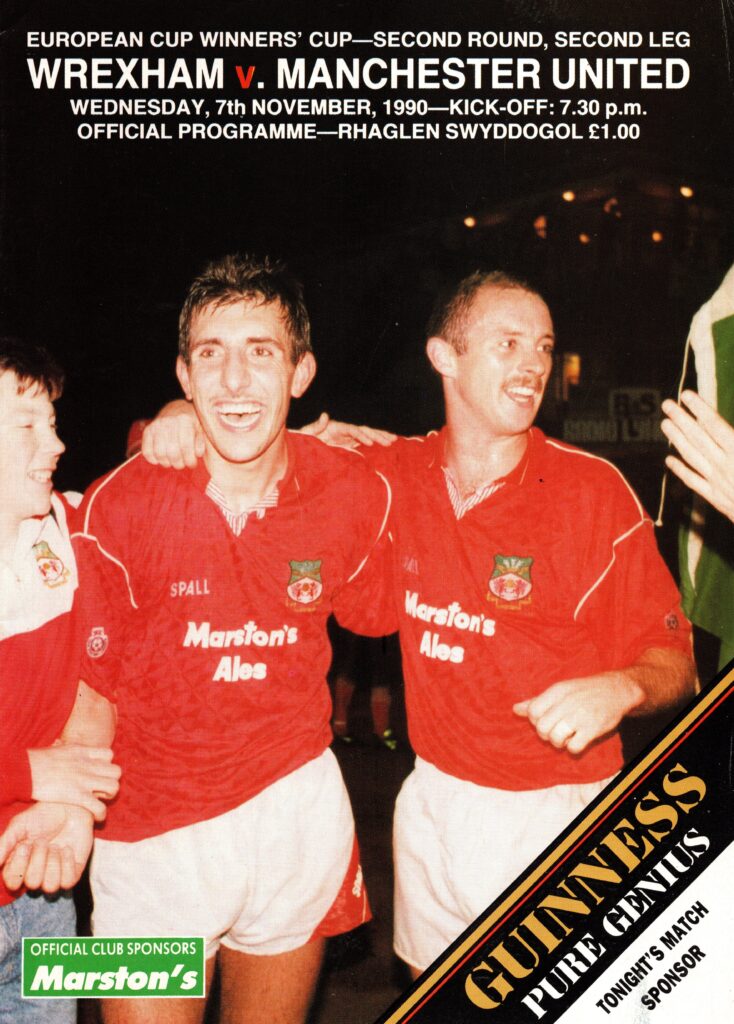 7th November 1990 Wrexham AFC v Manchester United Cup Winners Cup 2nd Round - 2nd Leg 1990-1991