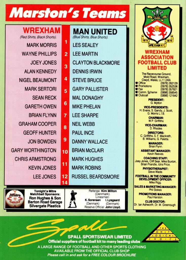 7th November 1990 Wrexham AFC v Manchester United Cup Winners Cup 2nd Round - 2nd Leg 1990-1991 - Image 2