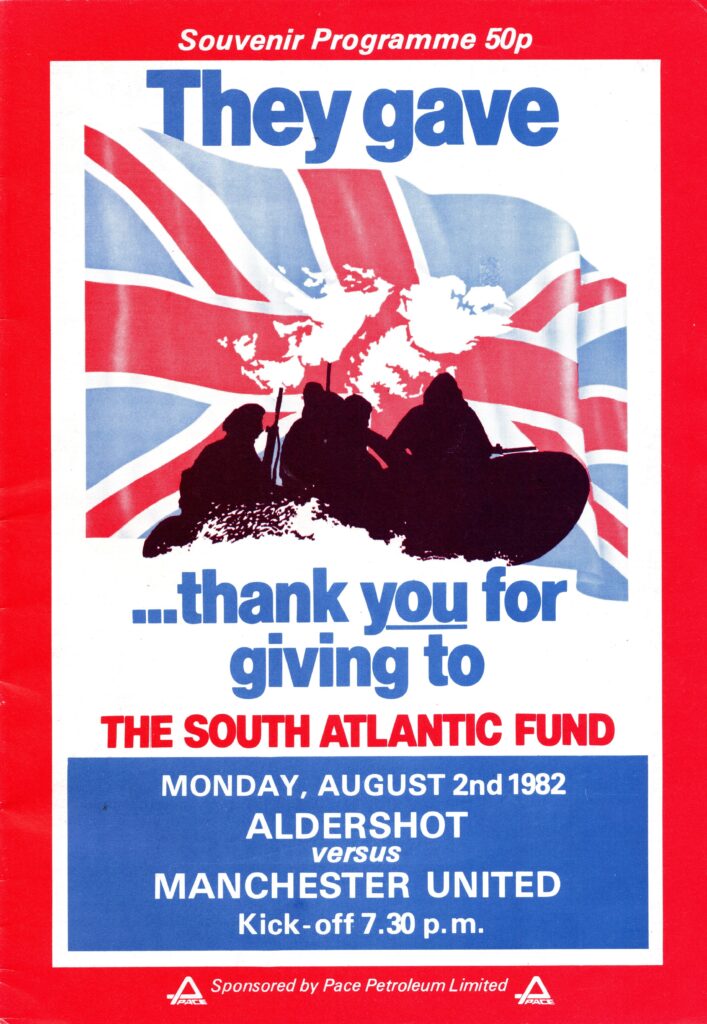 2nd August 1982 Aldershot v Manchester United Benefit Match South Atlantic Fund 1982-1983