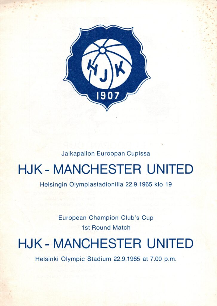 22nd September 1965 HJK Helsinki v Manchester United European Cup Preliminary Round - 1st Leg 1965-1966