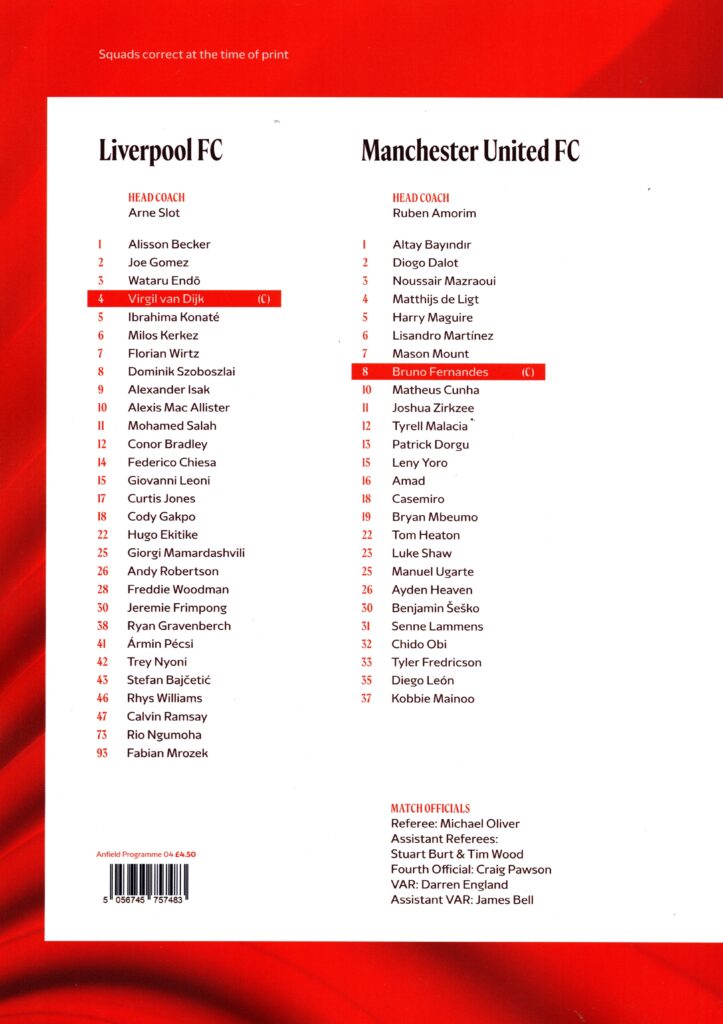 19th October 2025 Liverpool v Manchester United Premier League Matchday 08 2025-2026 - Image 2