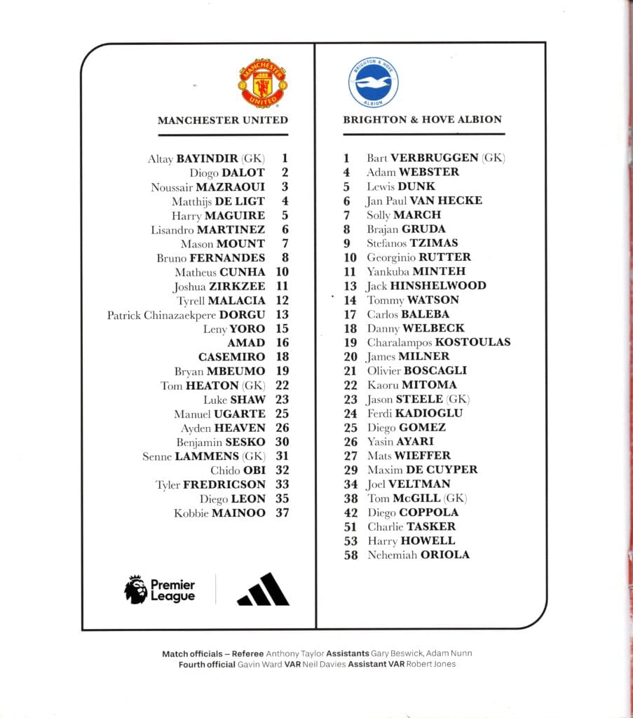 25th October 2025 Manchester United v Brighton & Hove Albion Premier League Matchday 09 2025-2026 - Image 2