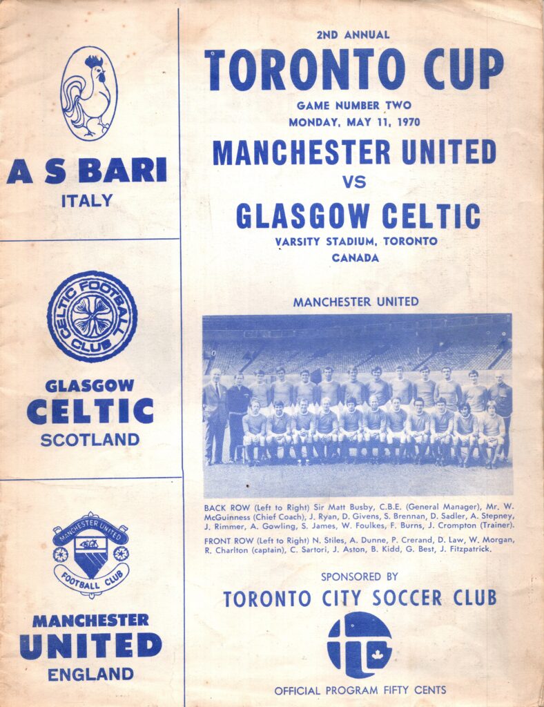 11th May 1970 Celtic v Manchester United Friendly Game No 2 1969-1970
