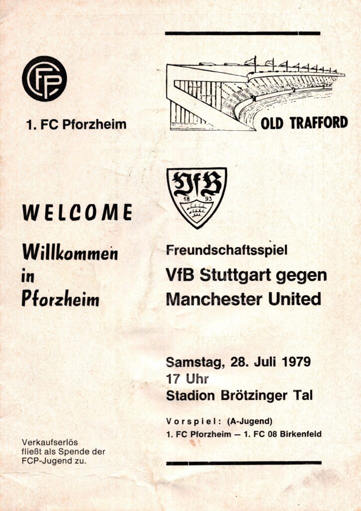 28th July 1979 Stuttgart v Manchester United Friendly Pre-Season 1979-1980