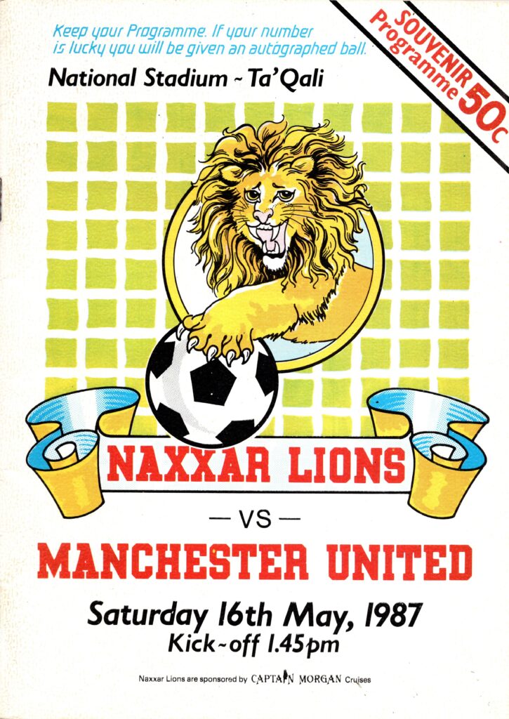 16th May 1987 Naxxar Lions v Manchester United Friendly Challenge Match 1986-1987