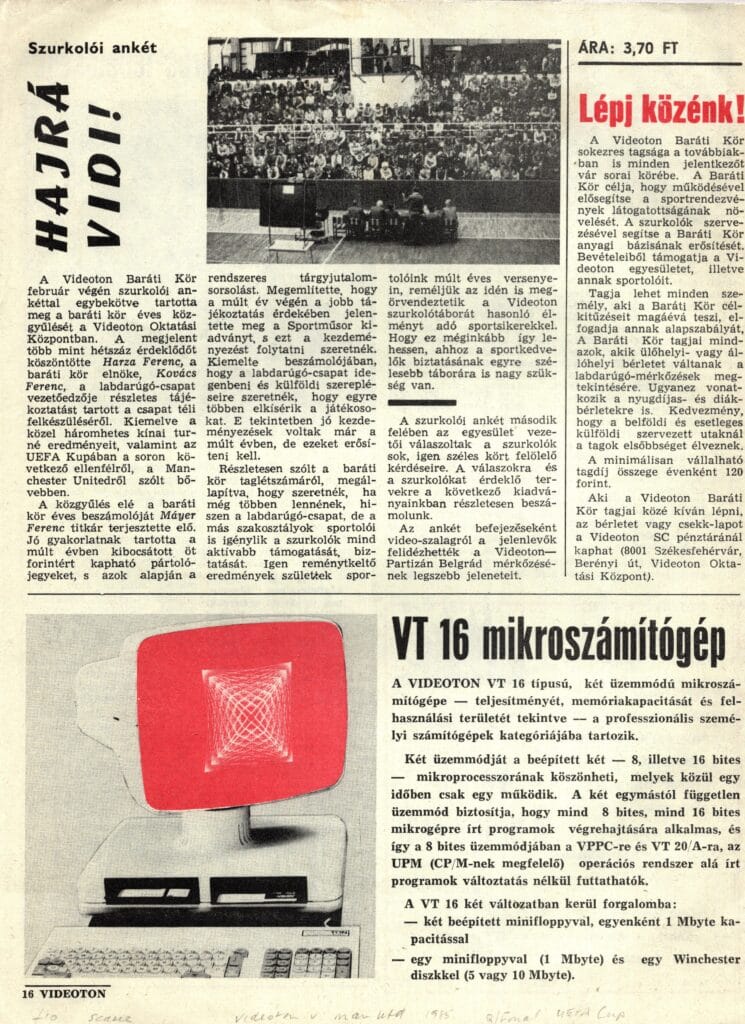 20th March 1985 Videoton SC v Manchester United UEFA Cup 4th Round - 2nd leg 1984-1985 - Image 2