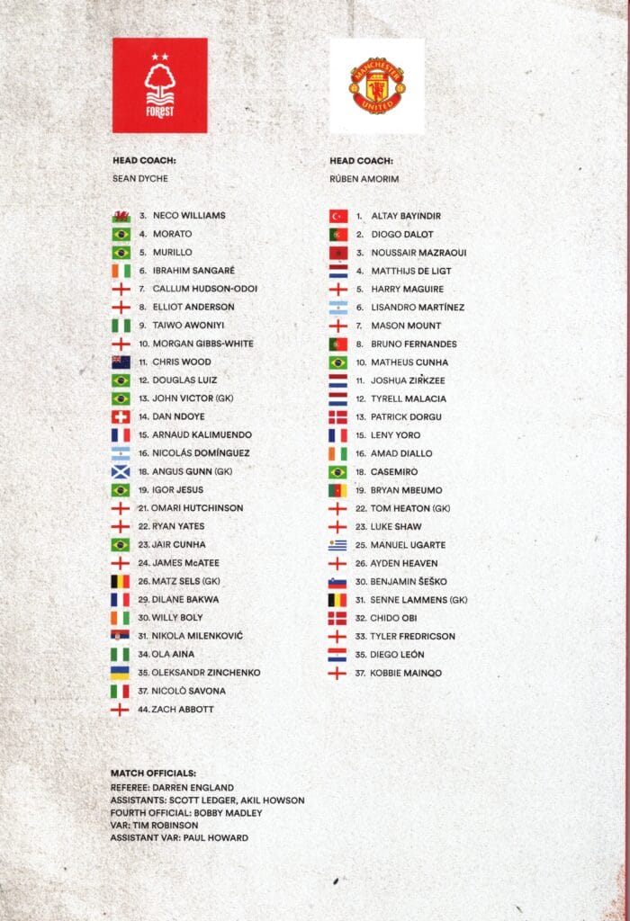 1st November 2025 Nottingham Forest v Manchester United Premier League Matchday 10 2025-2026 - Image 2