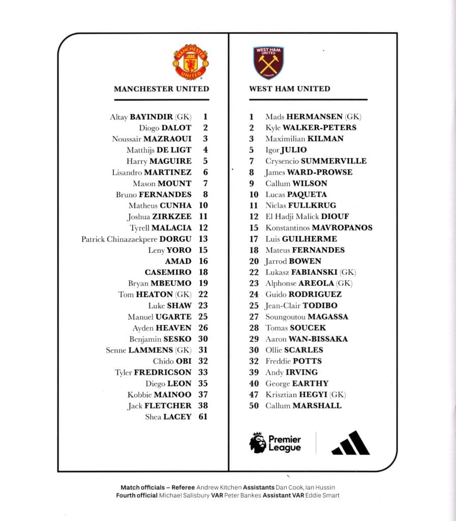 4th December 2025 Manchester United v West Ham United Premier League Matchday 14 2025-2026 - Image 2