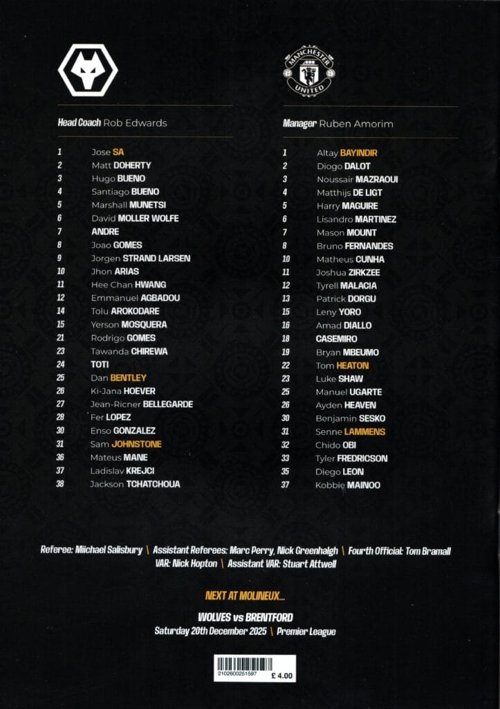 8th December 2025 Wolverhampton Wanderers v Manchester United Premier League Matchday 15 2025-2026 - Image 2
