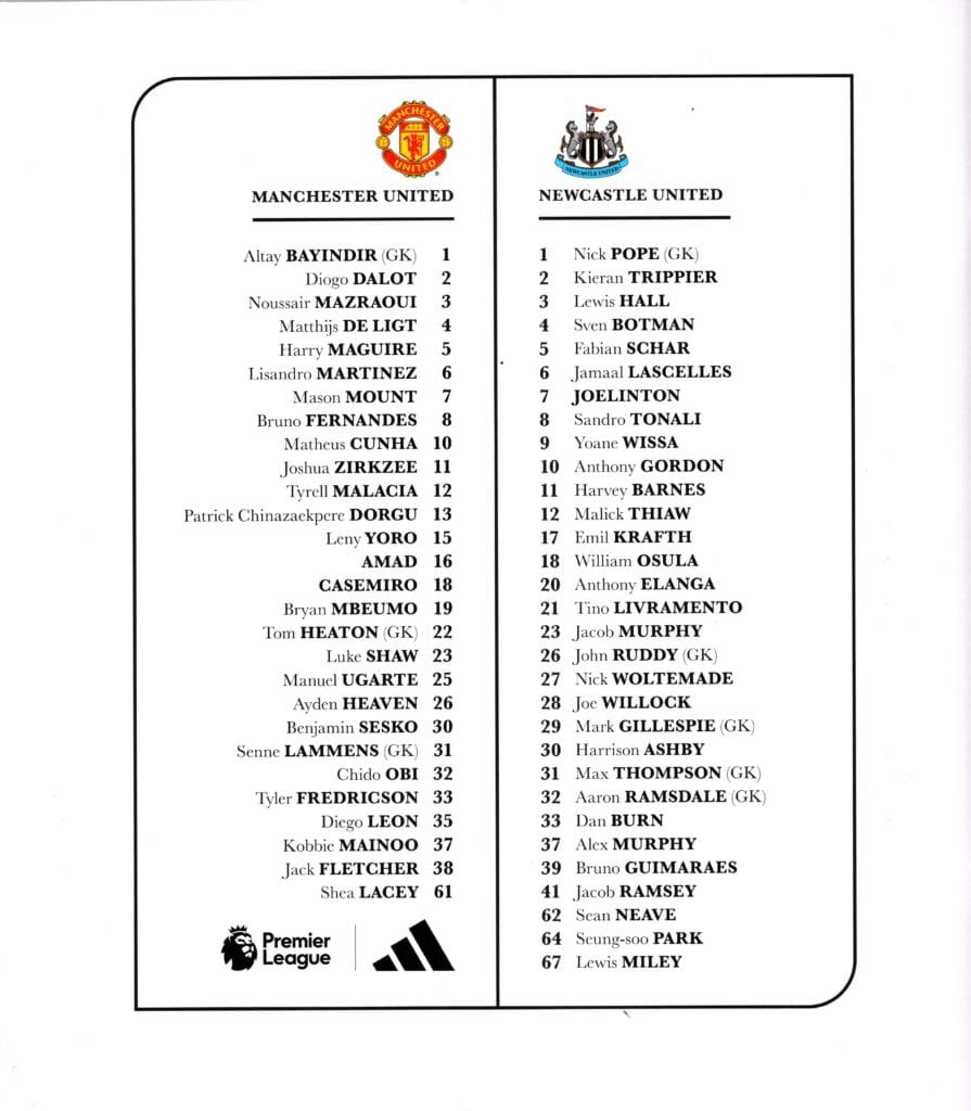 26th December 2025 Manchester United v Newcastle United Premier League Matchday 18 2025-2026 - Image 2