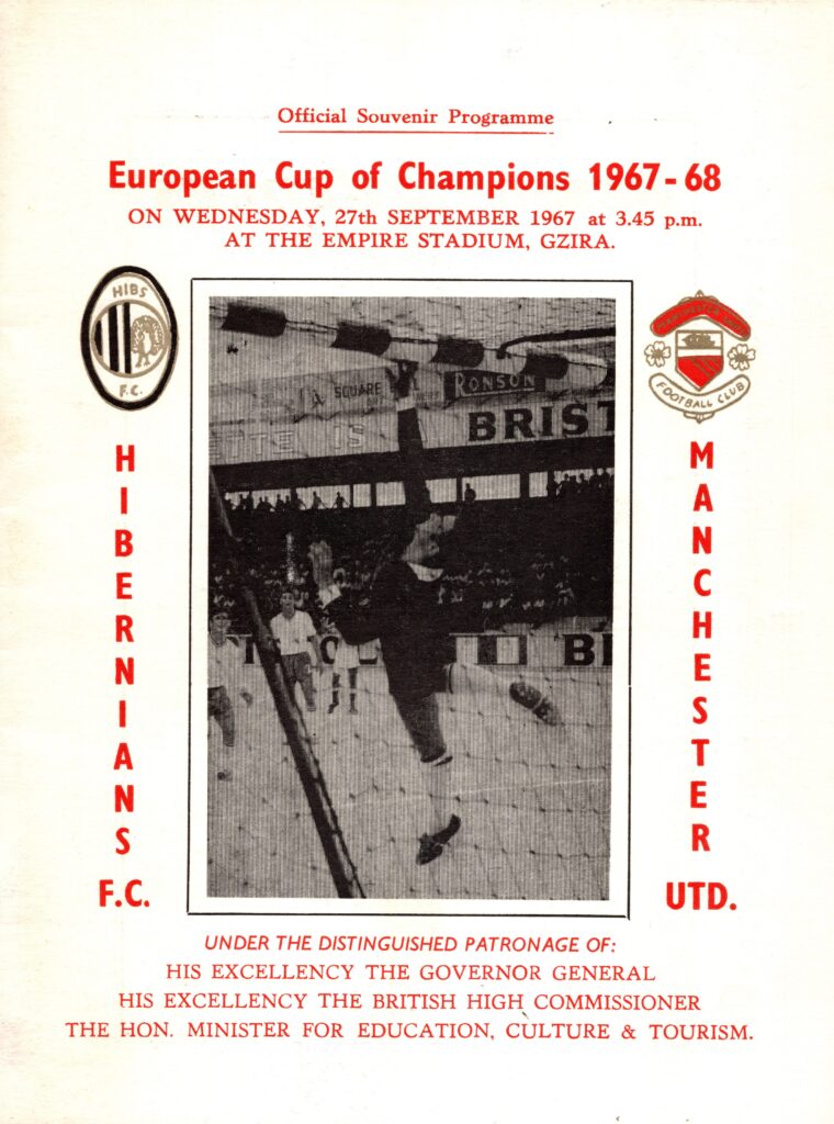 27th September 1967 Hibernians (Malta) v Manchester United European Cup 1st Round 2nd Leg 1967-1968