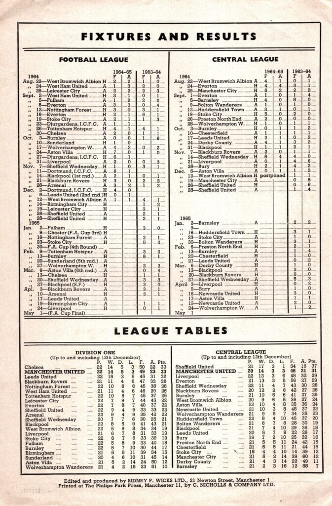 19th December 1964 Manchester United v Leicester City Division One  1964-1965 - Image 2