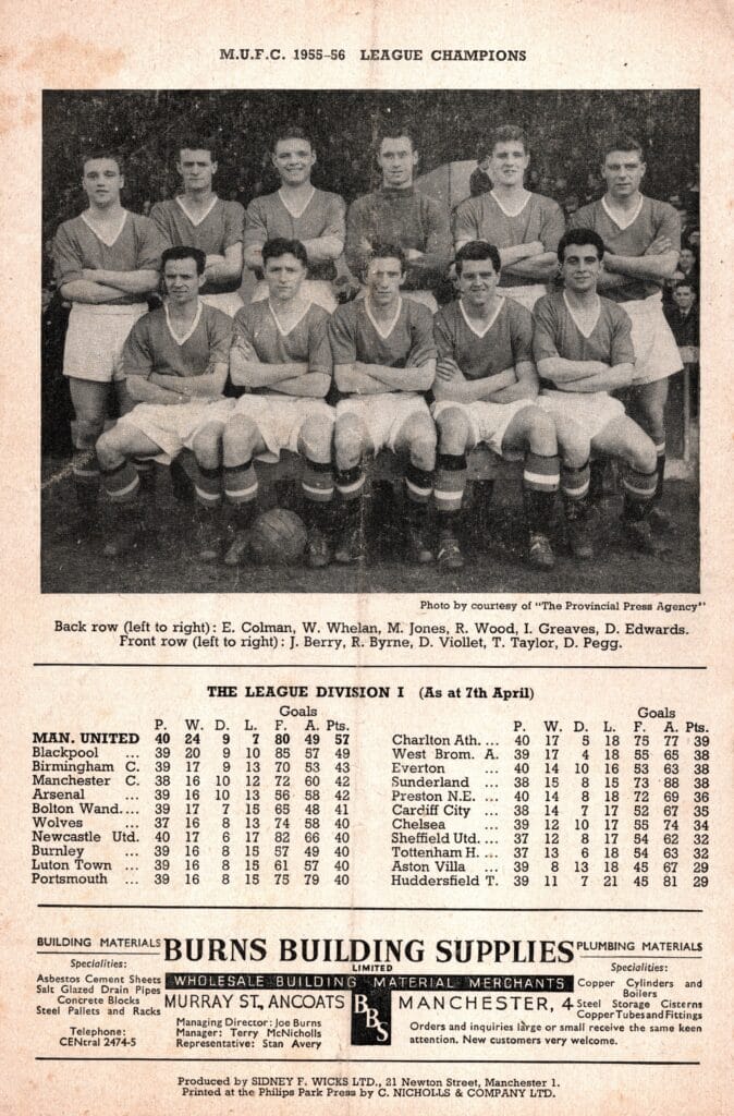 25th April 1956 Manchester United v All Star XI Testimonial John Aston 1955-1956 - Image 2