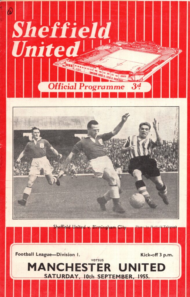 10th September 1955 Sheffield United v Manchester United Division One Matchday 07 1955-1956