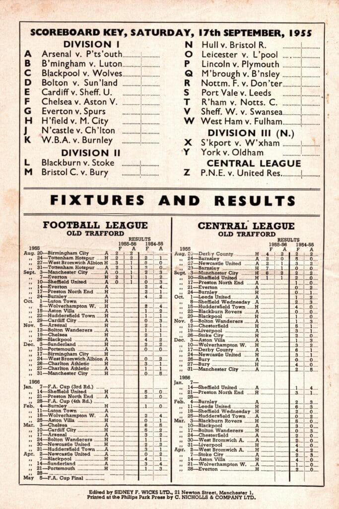 17th September 1955 Manchester United v Preston North End Division One Matchday 09 1955-1956 - Image 2