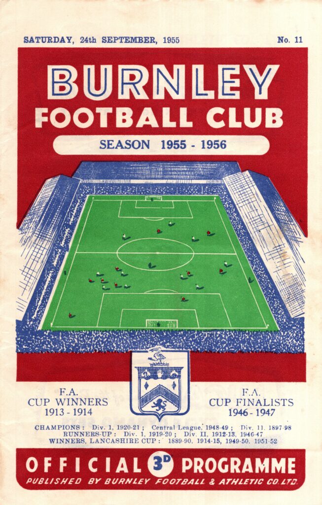 24th September 1955 Burnley v Manchester United Division One Matchday 10 1955-1956