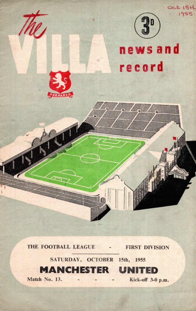 15th October 1955 Aston Villa v Manchester United Division One Matchday 13 1955-1956