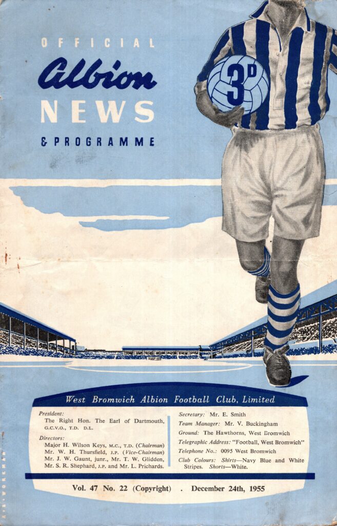 24th December 1955 West Bromwich Albion v Manchester United Division One Matchday 23 1955-1956