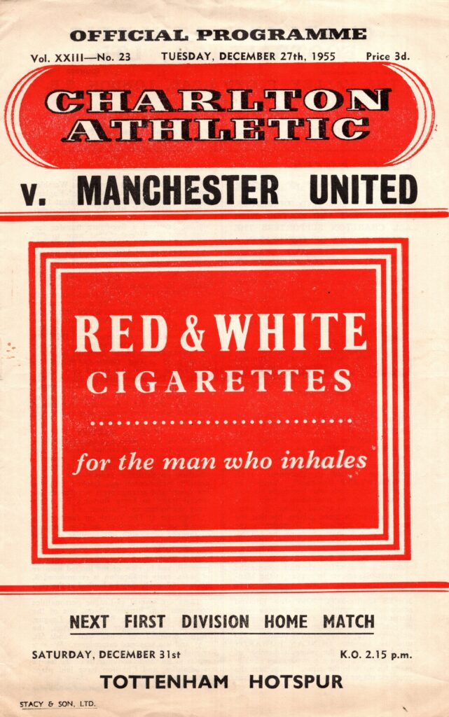 27th December 1955 Charlton Athletic v Manchester United Division One Matchday 25 1955-1956