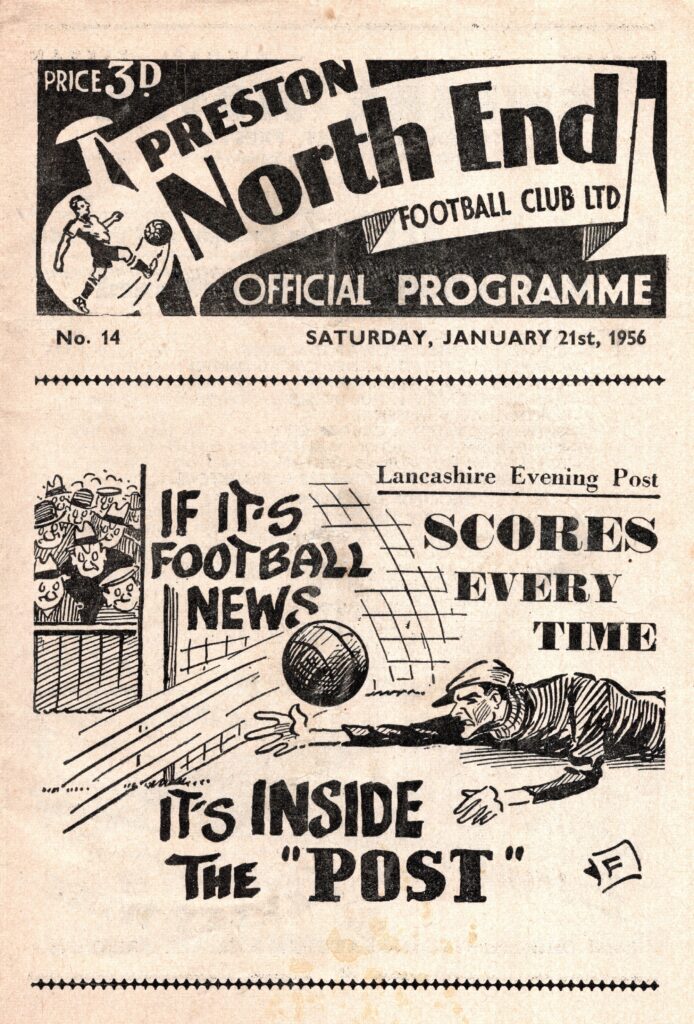 21st January 1956 Preston North End v Manchester United Division One Matchday 28 1955-1956