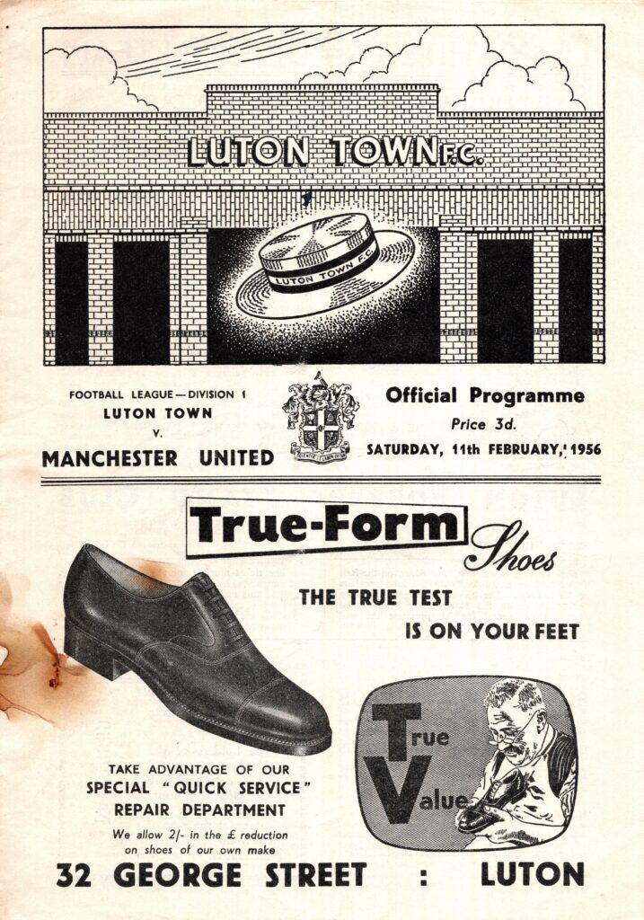 11th February 1956 Luton Town v Manchester United Division One Matchday 30 1955-1956