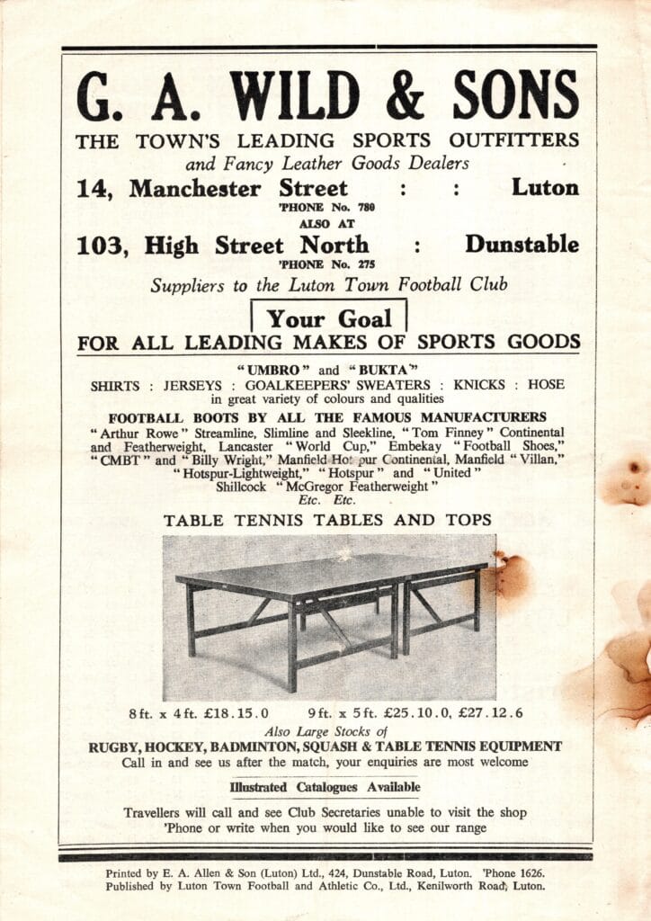 11th February 1956 Luton Town v Manchester United Division One Matchday 30 1955-1956 - Image 2