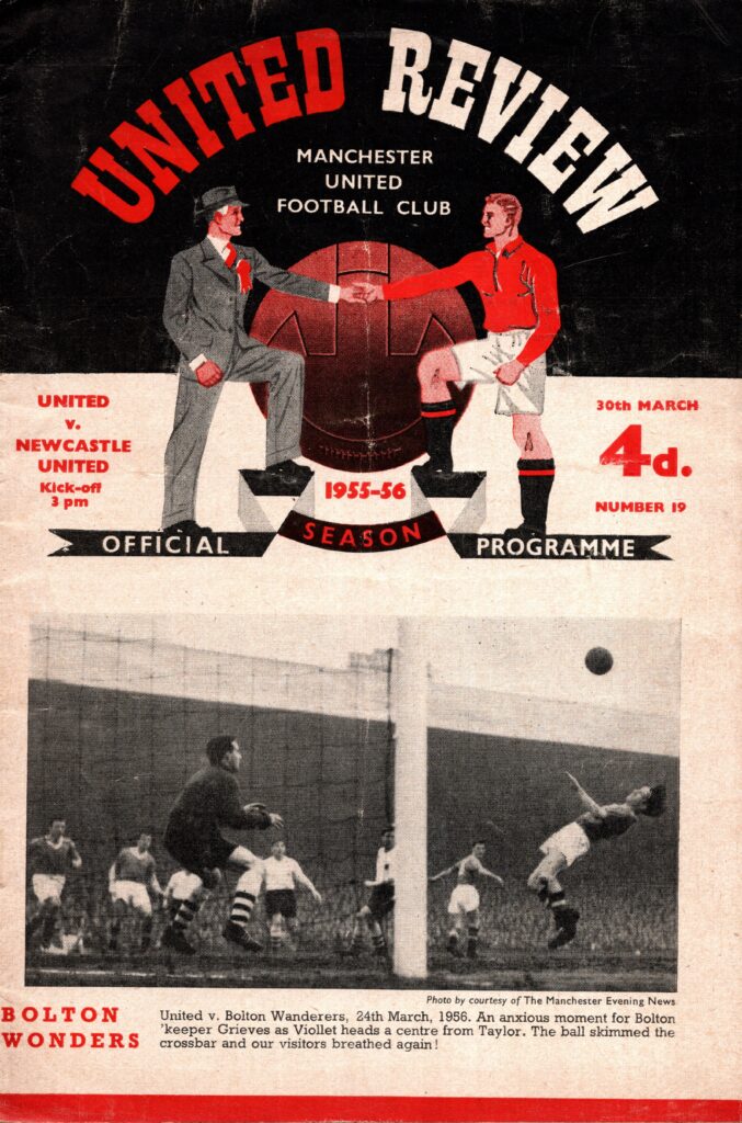 30th March 1956 Manchester United v Newcastle United Division One Matchday 37 1955-1956