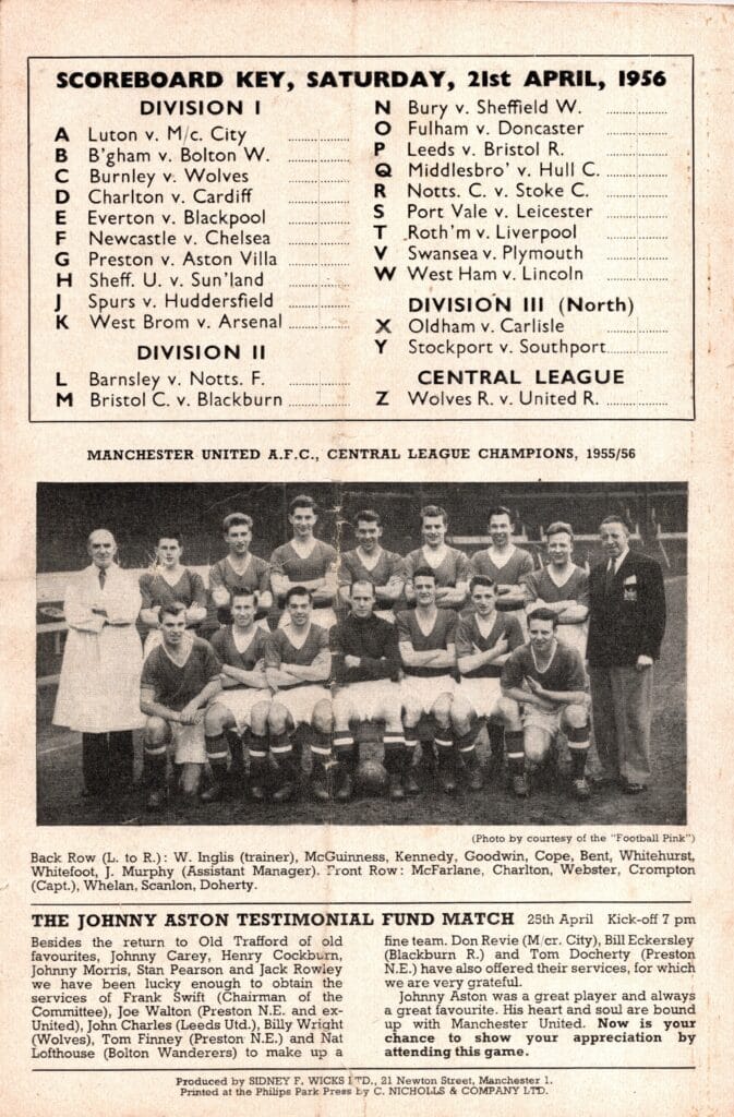 21st April 1956 Manchester United v Portsmouth Division One Matchday 42 1955-1956 - Image 2