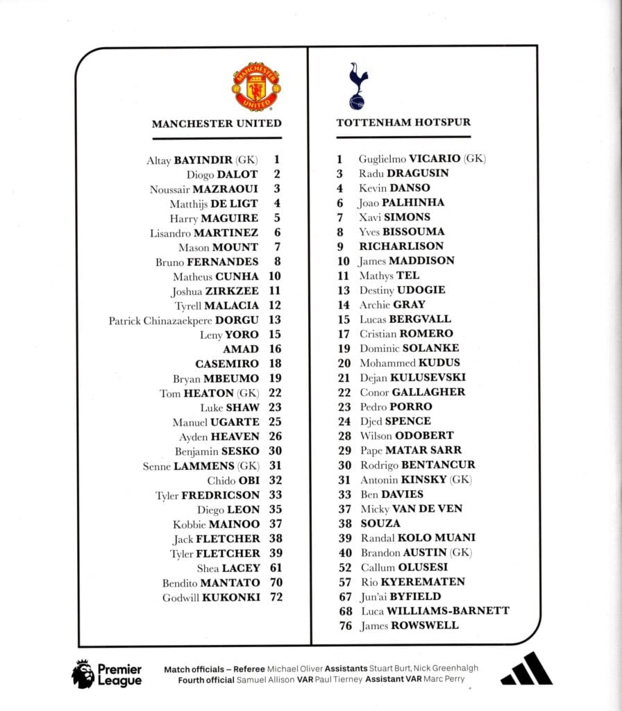 7th February 2026 Manchester United v Tottenham Hotspur Premier League Matchday 25 2025-2026 - Image 2
