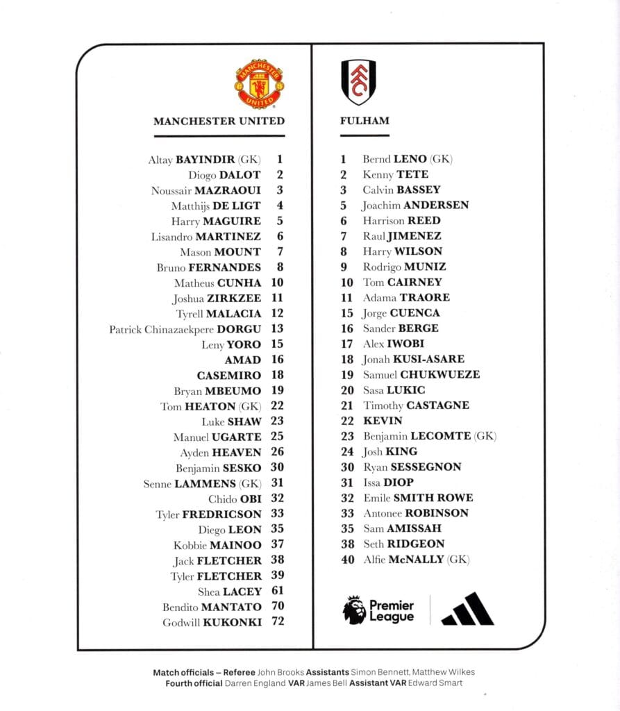 1st February 2026 Manchester United v Fulham Premier League Matchday 24 2025-2026 - Image 2