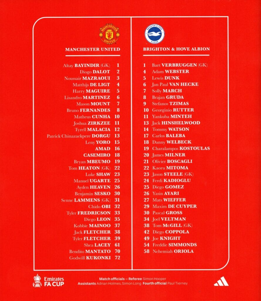 11th January 2026 Manchester United v Brighton & Hove Albion Premier League 3rd Round 2025-2026 - Image 2