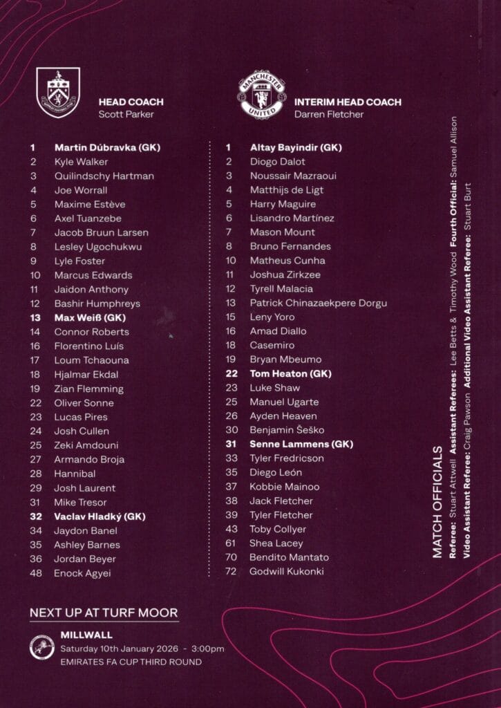 7th January 2026 Burnley v Manchester United Premier League Matchday 21 2025-2026 - Image 2