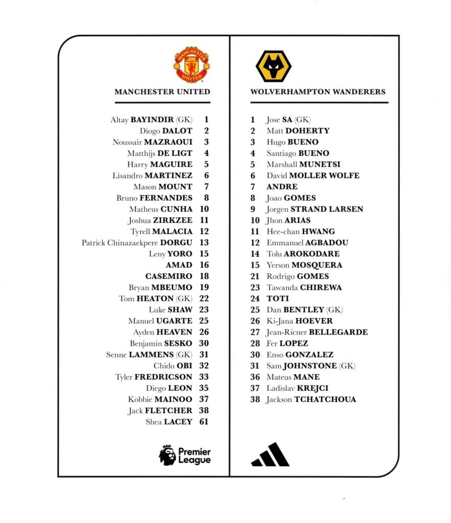 30th December 2025 Manchester United v Wolverhampton Wanderers Premier League Matchday 19 2025-2026 - Image 2